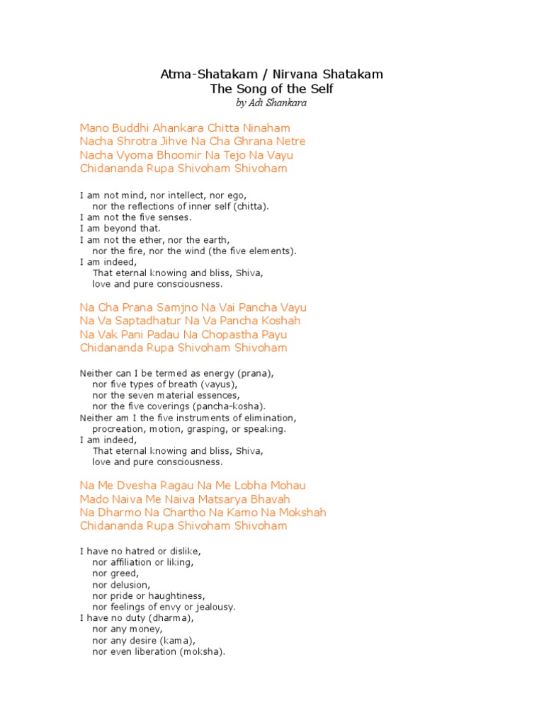 Nirvana Shatakam Pdf Indian Religions Hindu Philosophy