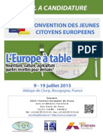 Appel À Candidature Convention Des Jeunes Citoyens Européens 2015 - CLUNY - Prolongation 21 Juin
