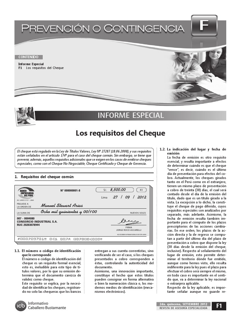 Requisitos Legales Del Cheque Pdf Cheque Bancos