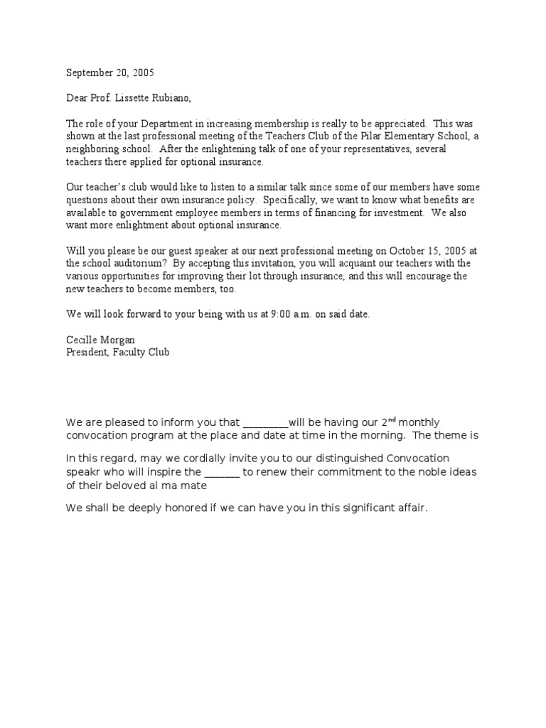 inviting a guest speaker