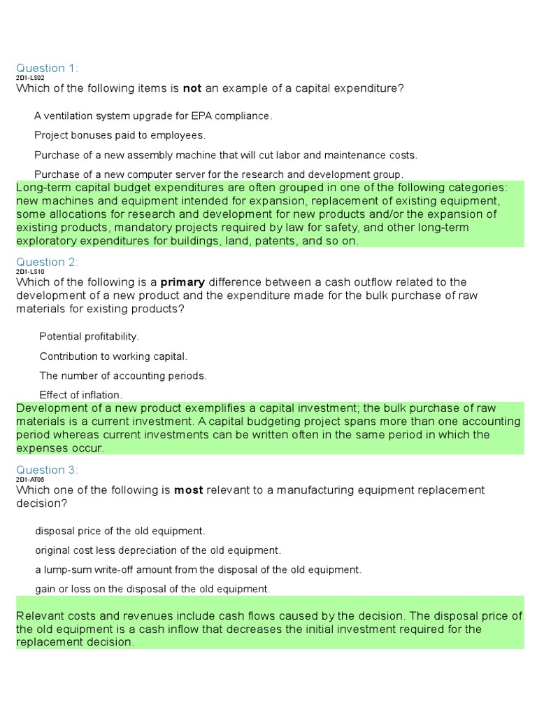 Capital Budgeting and Equipment Analysis | PDF | Capital Budgeting ...