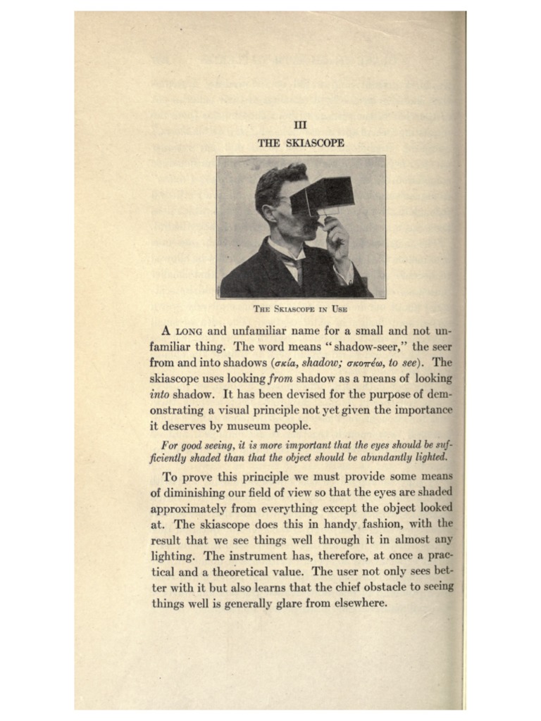 Skiascope Instructions From Benjamin Ives Gilman, Museum Ideals of