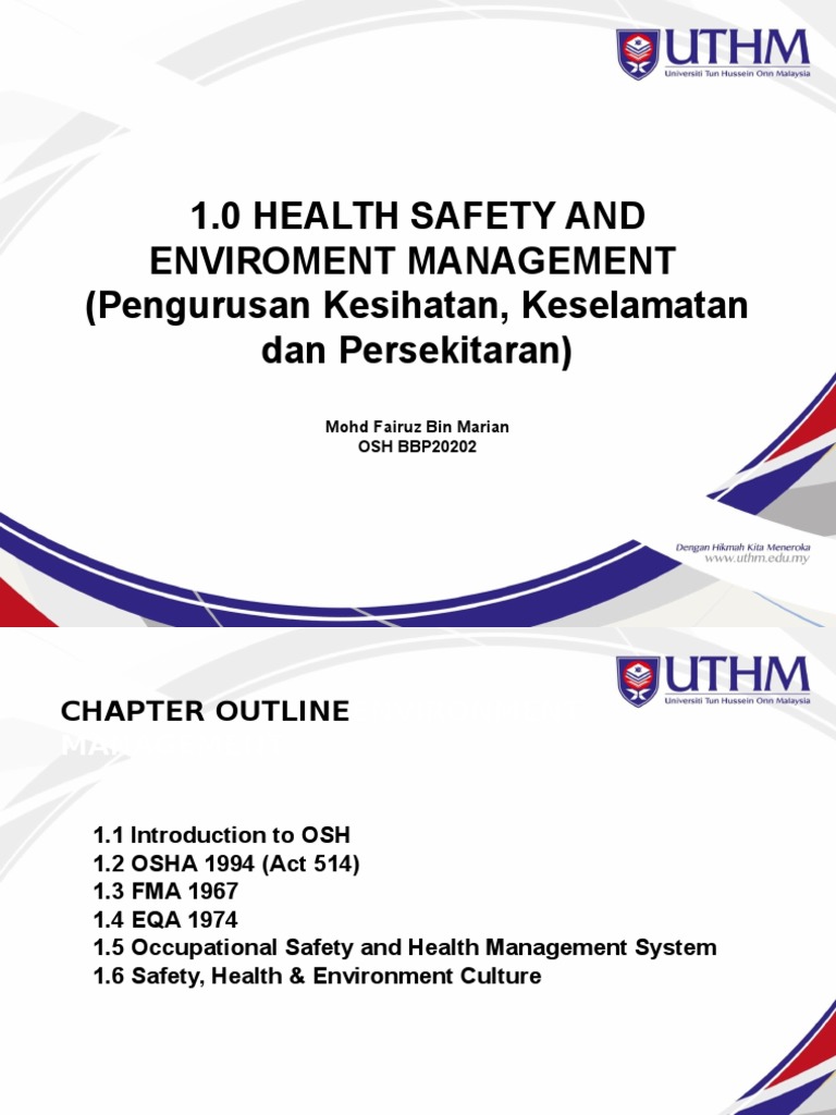 Occupational Safety & Health Management | PDF | Occupational Safety And ...