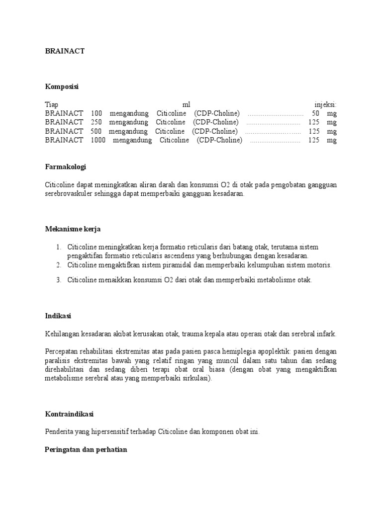 Informasi Obat Brainact Citicoline | PDF