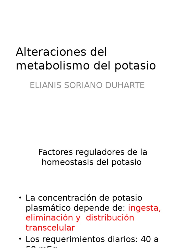 Alteraciones Del Metabolismo Del Potasio | PDF | Potasio | Dieta y ...