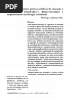 Impactos das recentes políticas públicas de educação e formação de trabalhadores