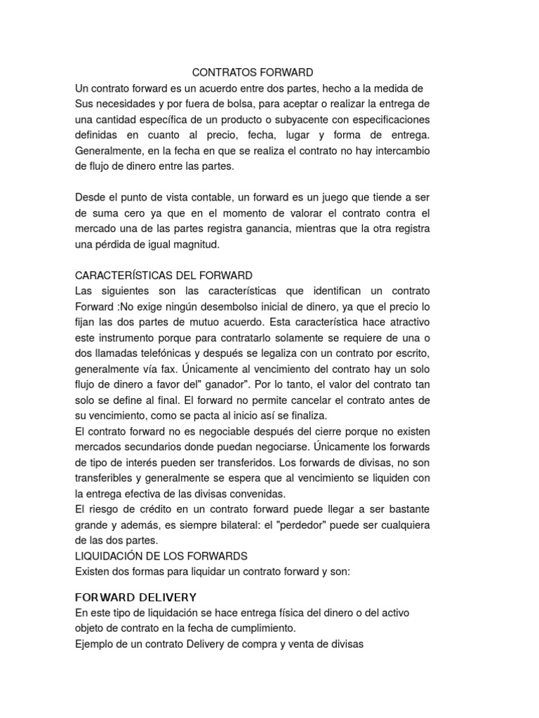 Contratos Forward: Definición y Ejemplo | PDF | Dólar de los Estados ...