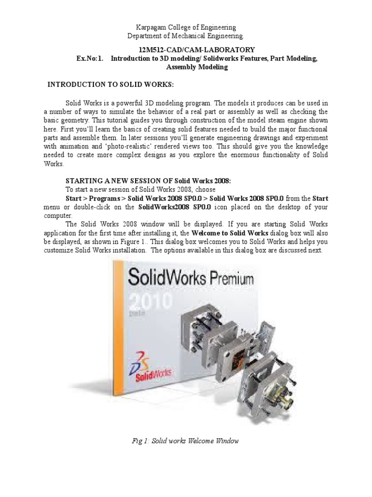 SolidWorks 2008 CAD Modeling Guide | PDF | Extrusion | Dialog Box