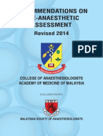 CPG Recommendations On Pre-Anaesthetic Assessment