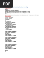 Write A C++ Program Illustrating Function Overloading: Week-7 Algorithm