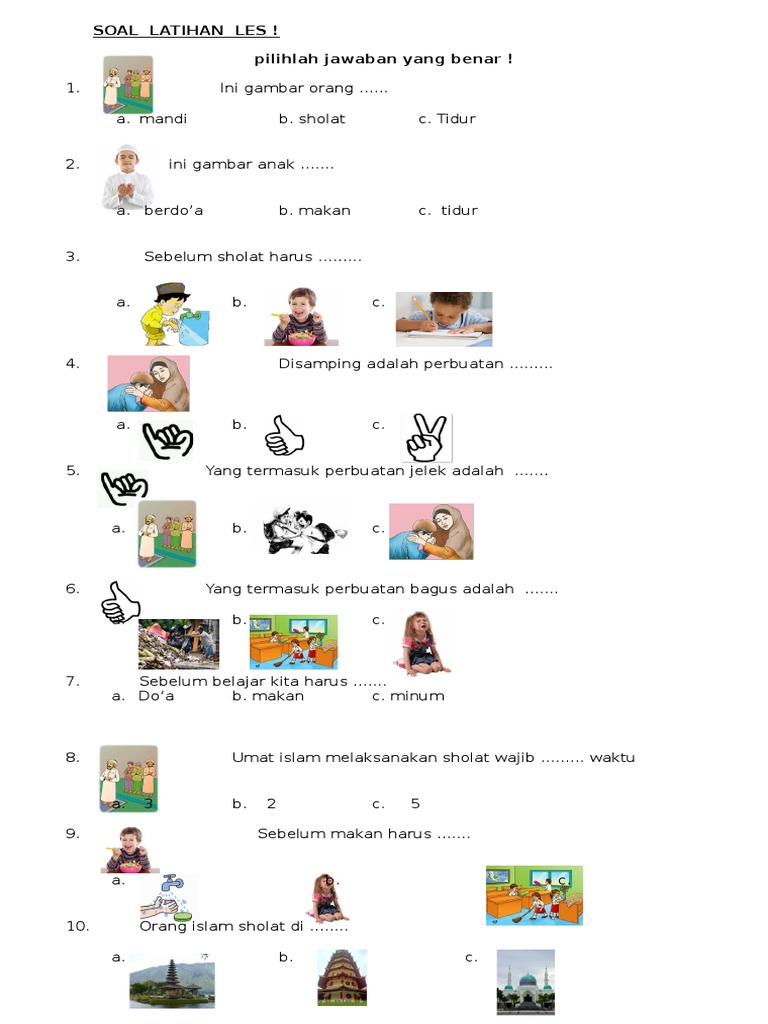 SOAL AGAMA SDLB TUNARUNGU KELAS 2