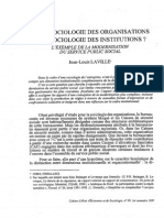 De La Sociologie Des Organisations à La Sociologie Des Institutions