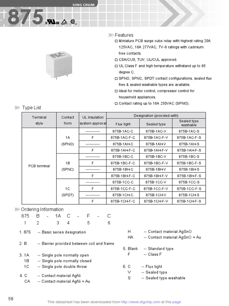 875B-1CH-F-S-24VDC Data Sheet | PDF | Switch | Electronics