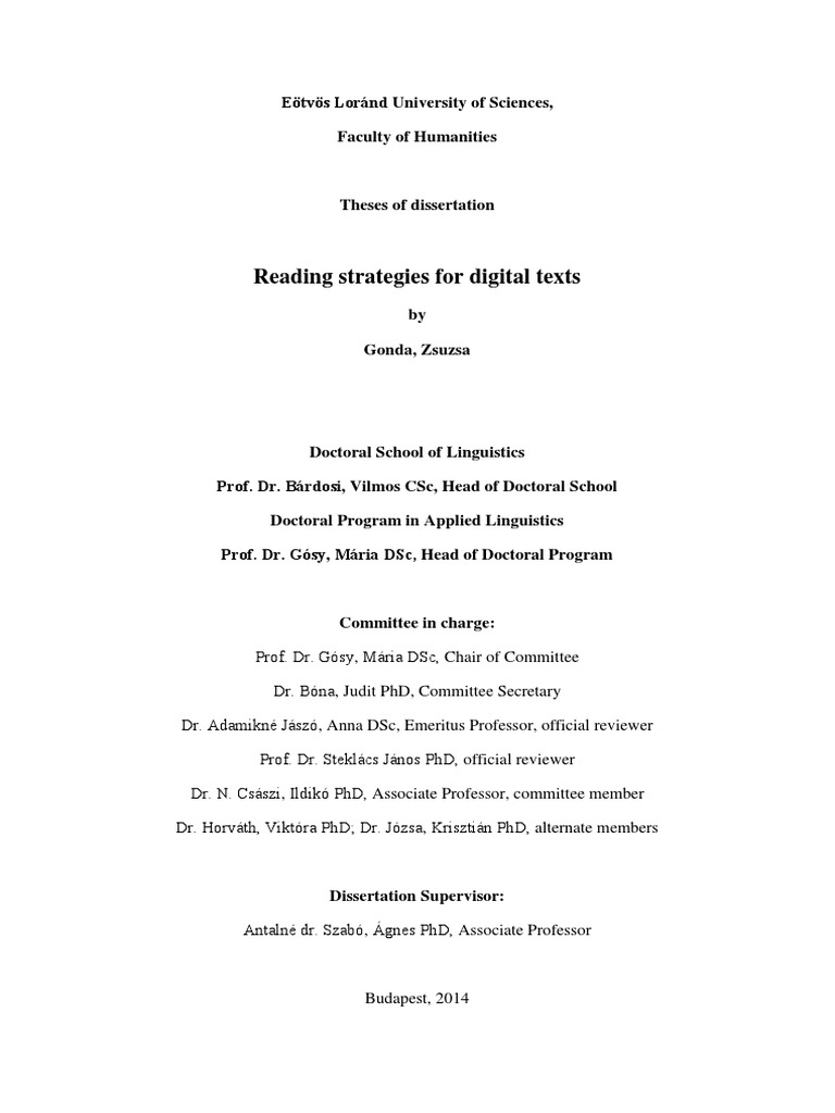 thesis about reading comprehension pdf