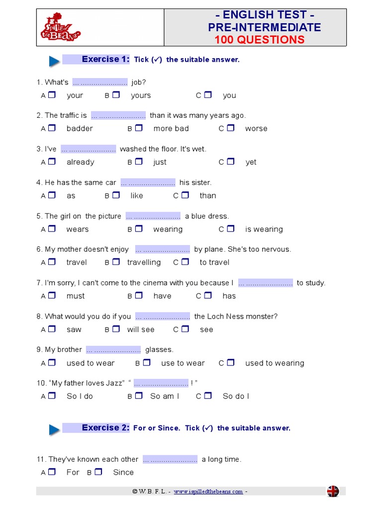 Exercises Test Pre Intermediate 1 | PDF | Home & Garden