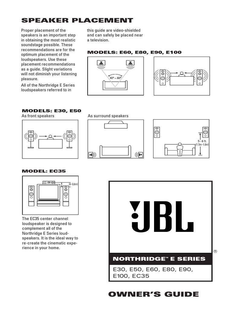 JBL Northridge E30 E60 E80 E90 Operators Manual English PDF