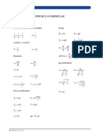 Physics 11 Formula Sheet 08