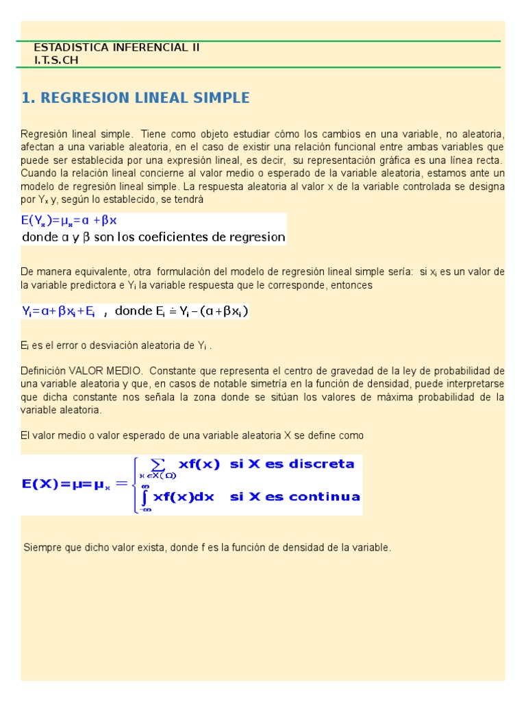 Regresion Lineal Simple y Multiple | PDF | Teoría estadística | Análisis