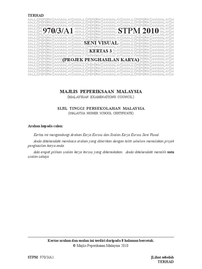 Soalan Seni Visual STPM 2010 9703A1 (2010)