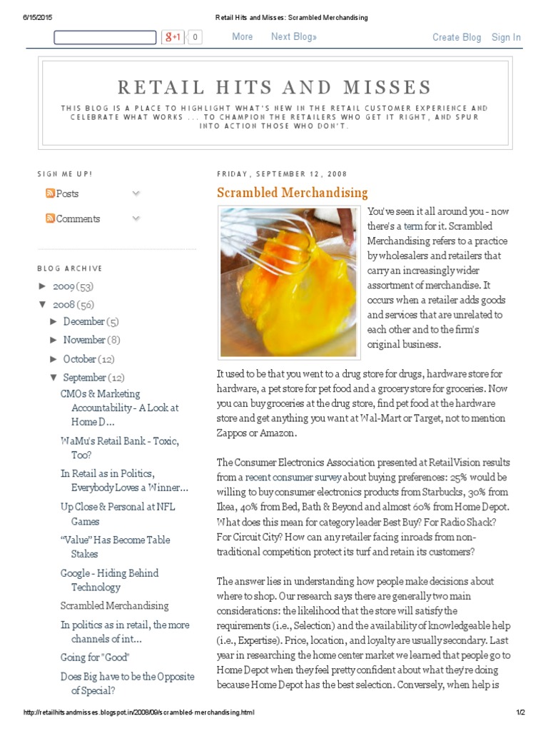 Scrambled Merchandising PDF Retailing Retail