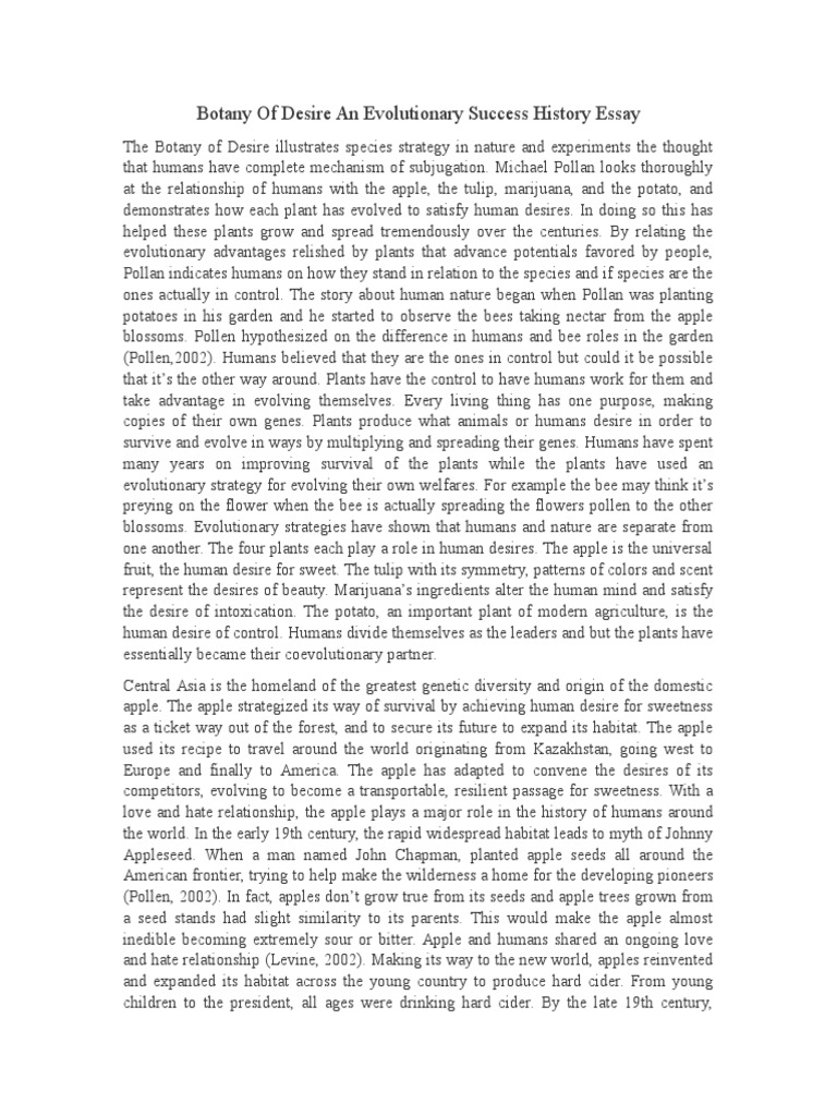 Botany of Desire an Evolutionary Success History Essay Fertilisation Sexual Reproduction