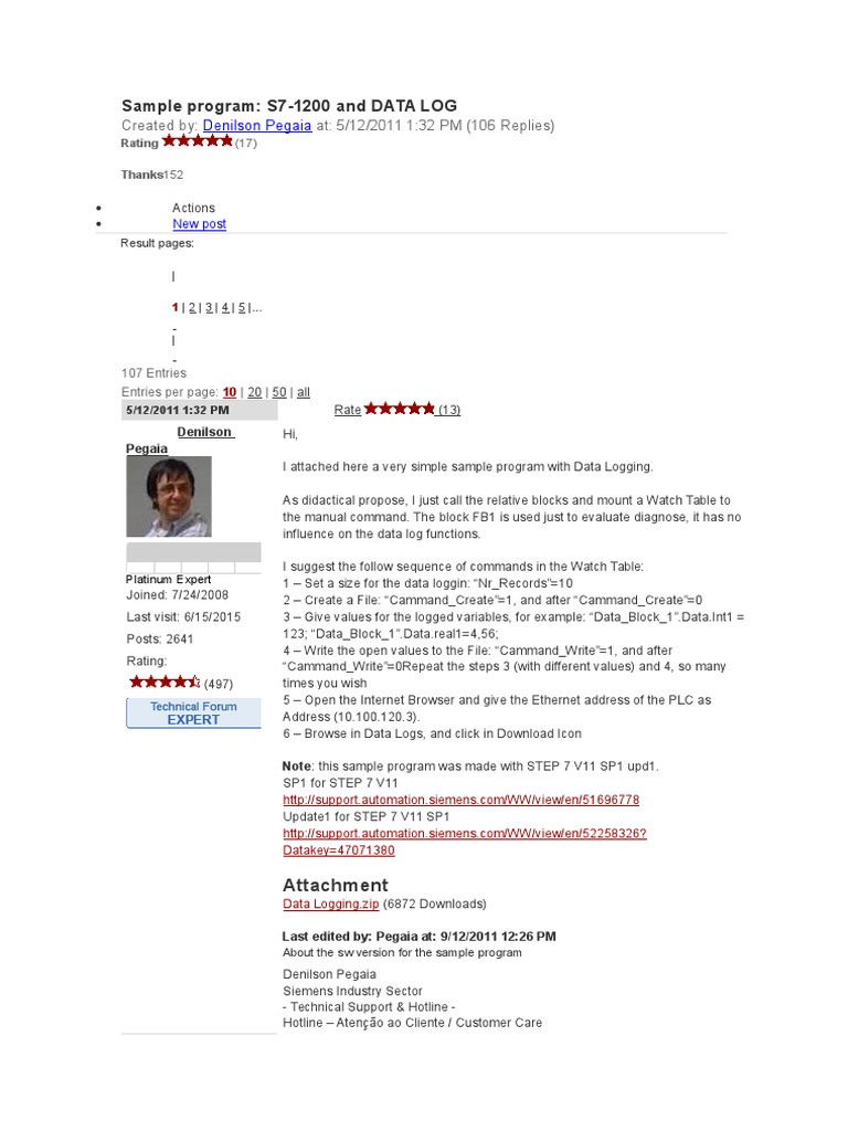 S7-1200 Data Logging Sample Program | PDF | Business