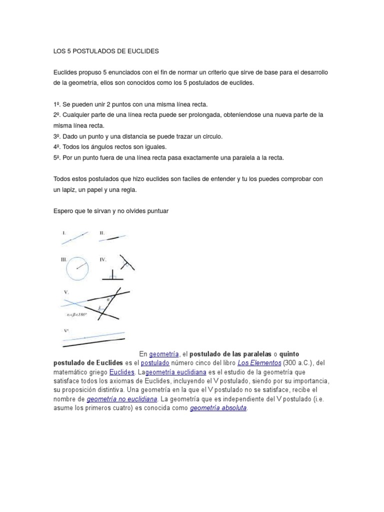 Los 5 Postulados de Euclides | PDF