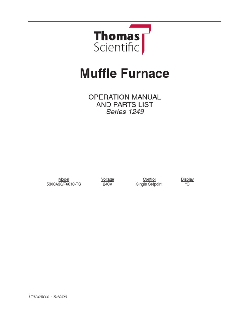 Muffle Furnace Operation and Parts Manual PDF Thermocouple Relay