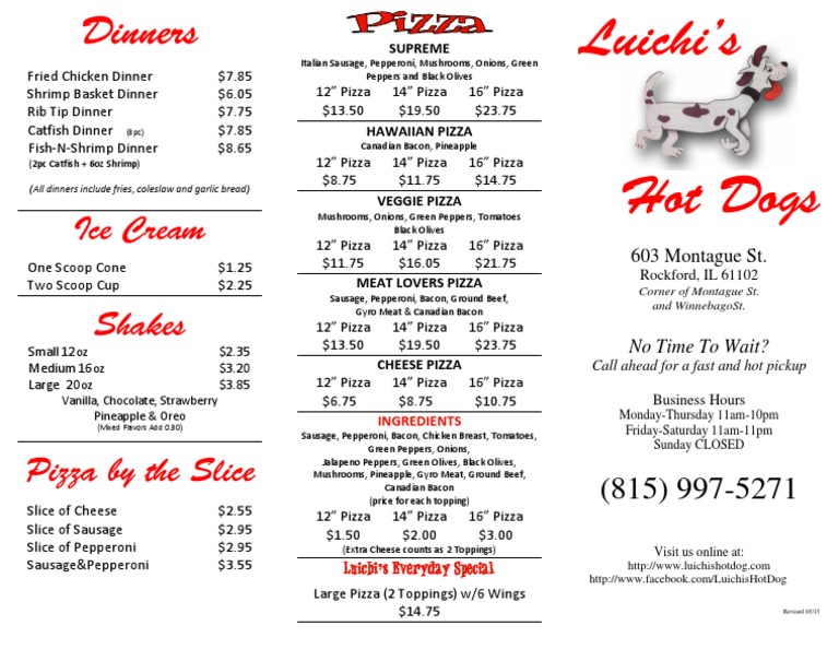 Luichi's Dinner Menu and Prices | PDF | Sports & Recreation | Cooking ...