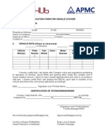 Application Form For Vehicle Sticker