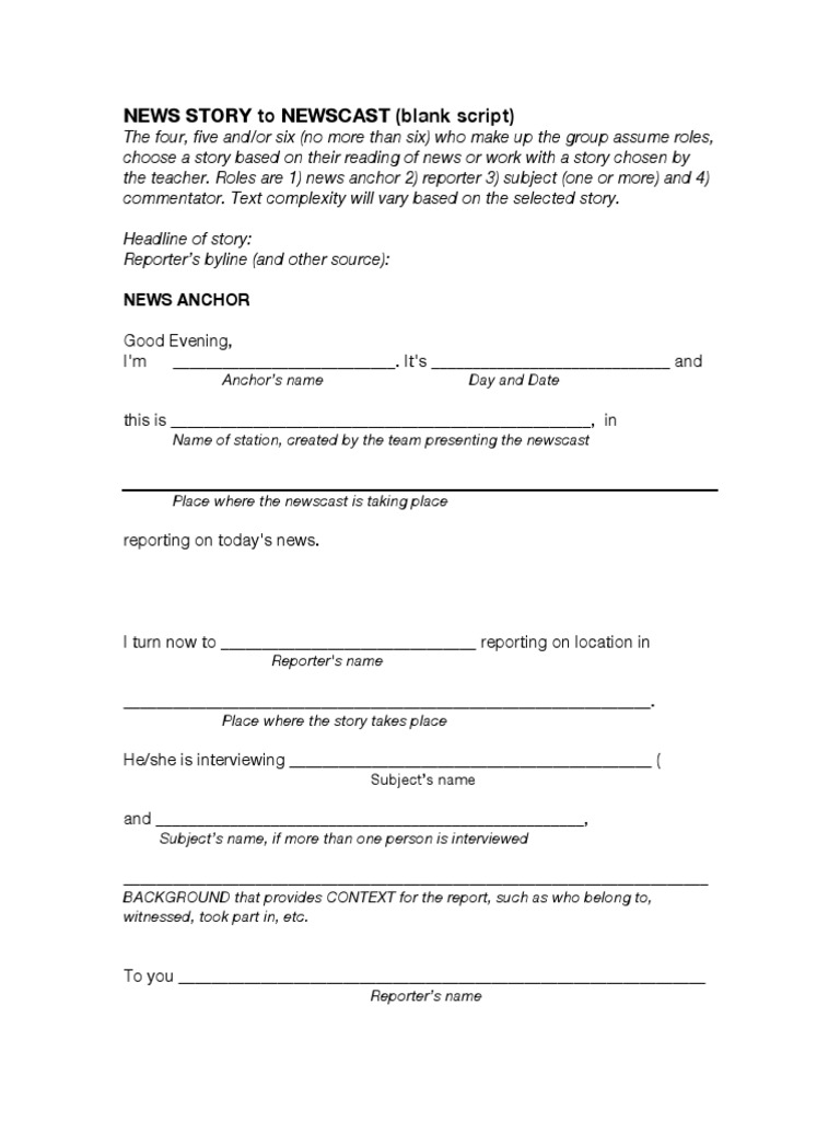 News Story to Newscast Script Guide | PDF