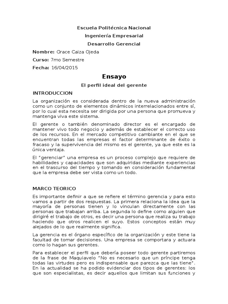 Perfil Gerente Gestión de recursos humanos Economias