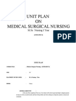 Unit Plan ON Medical Surgical Nursing: M.SC Nursing I Year