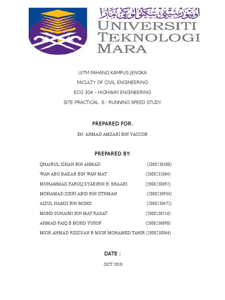 Running Speed Study. | PDF | Traffic | Traffic Light