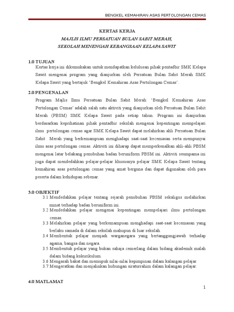 Kertas Kerja Pertolongan Cemas Pdf