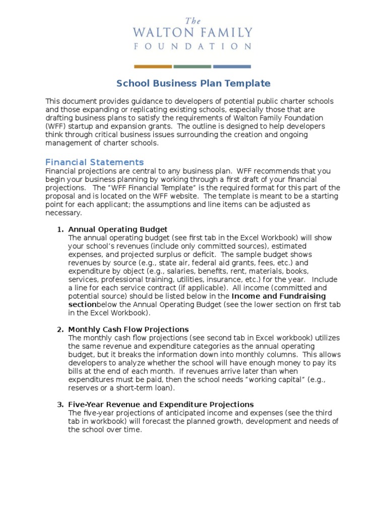 Charter School Business Plan Template | PDF | Expense | Fundraising