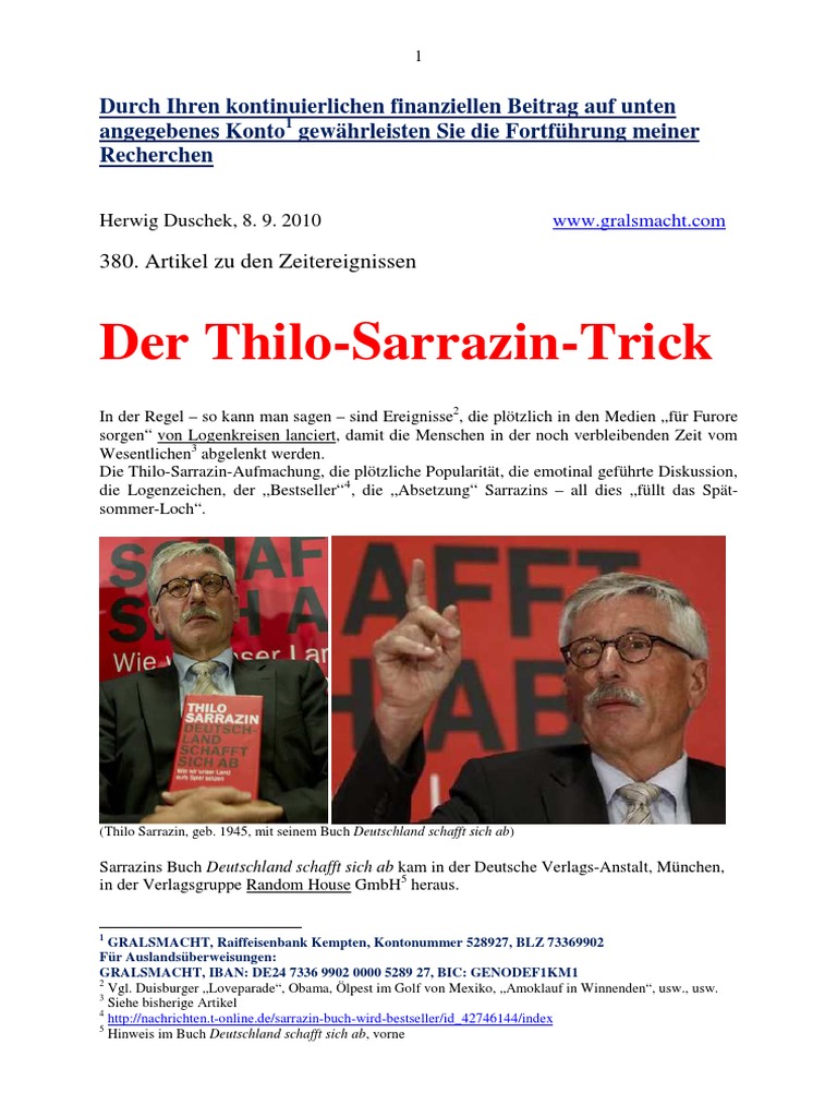 Der Thilo Sarrazin Trick Herwig Duschek
