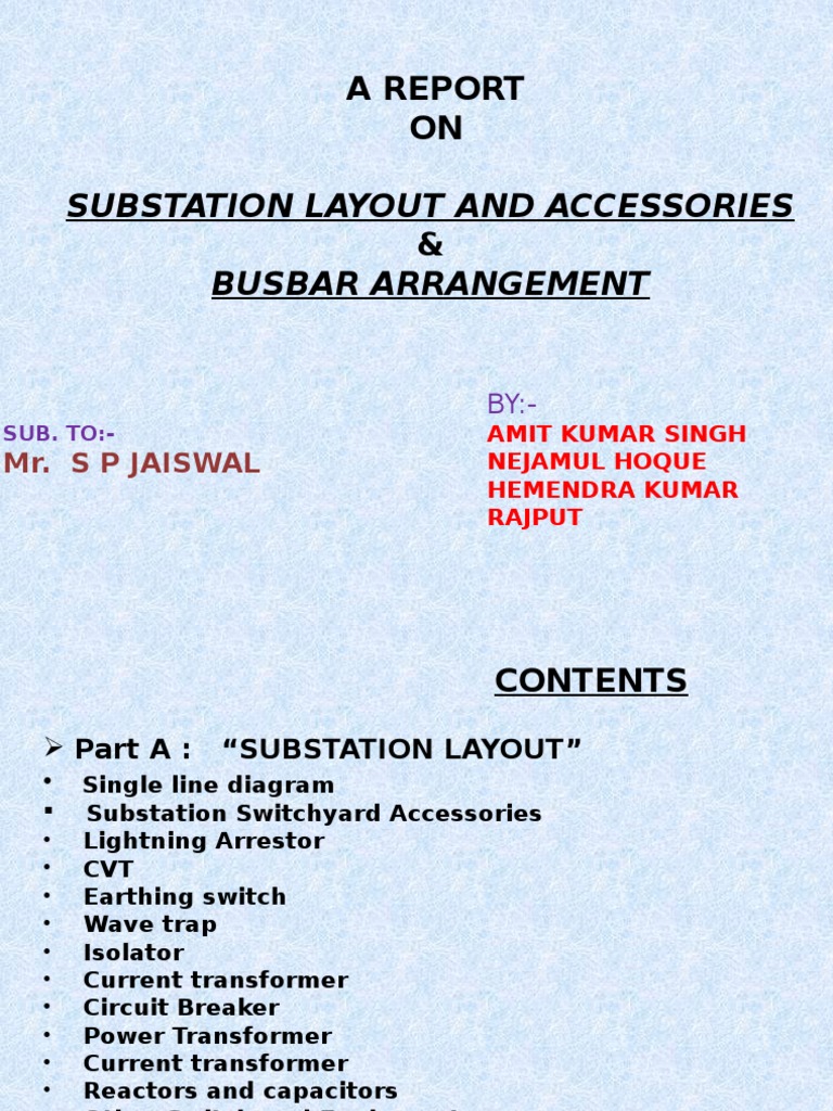 Substation Busbar Arrangement Report | PDF | Electrical Substation ...
