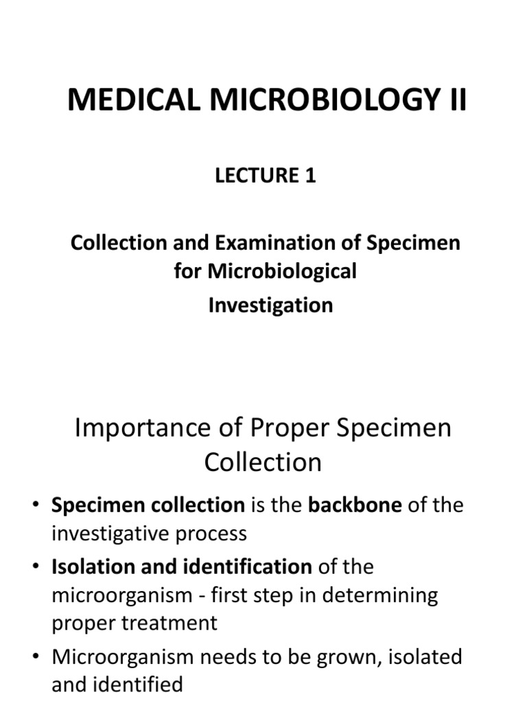 Specimen Collection in Medical Microbiology | PDF | Medical ...