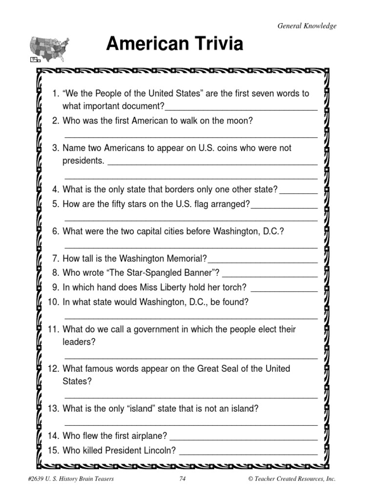 American Trivia PDF The United States
