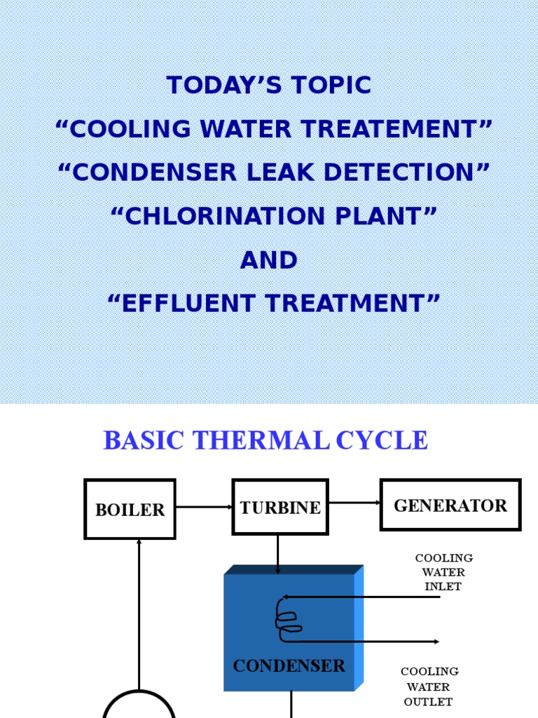 Today'S Topic "Cooling Water Treatement" "Condenser Leak Detection