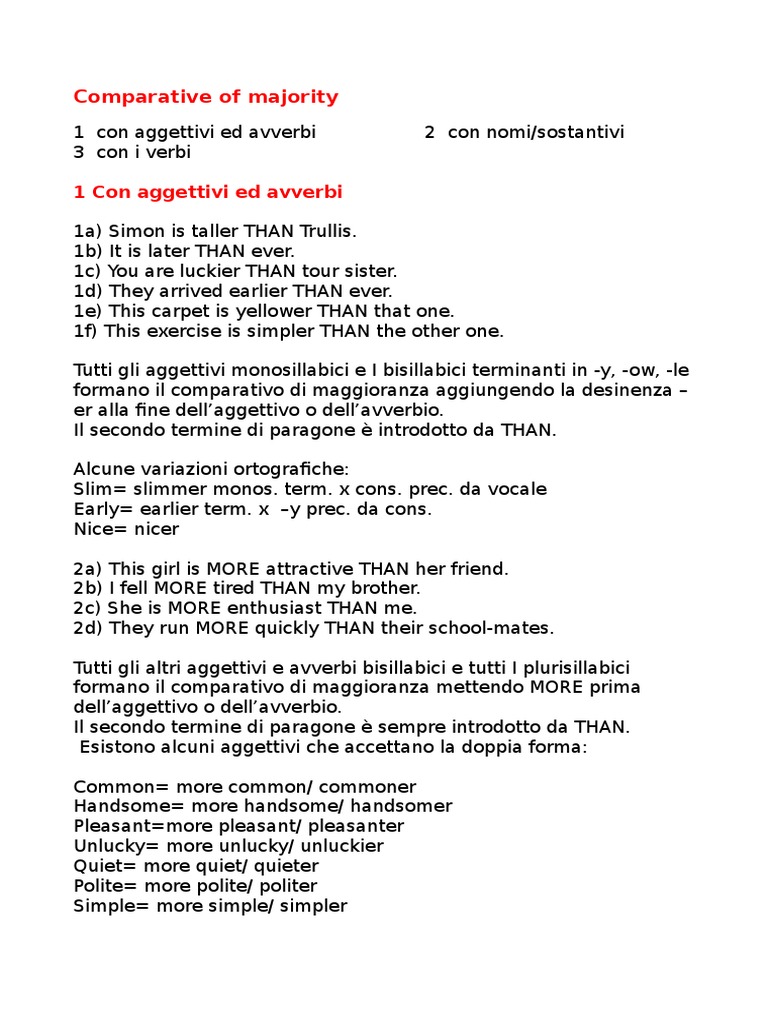 Inglese Comparativi