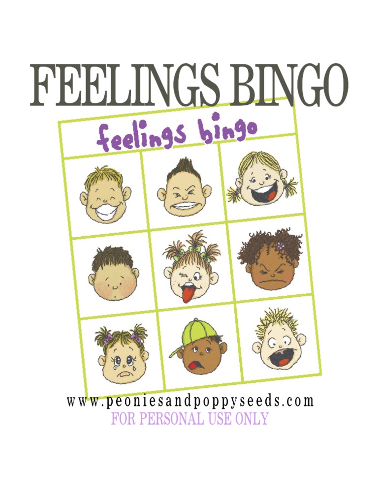 Feelings Bingo PDF | PDF | Gaming And Lottery | Leisure for Free Printable Emotions Bingo Printable