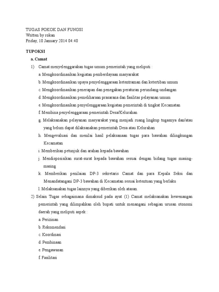 Tugas Pokok Dan Fungsi  PDF