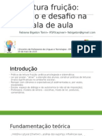 Leitura fruição na sala de aula: desejo e desafio