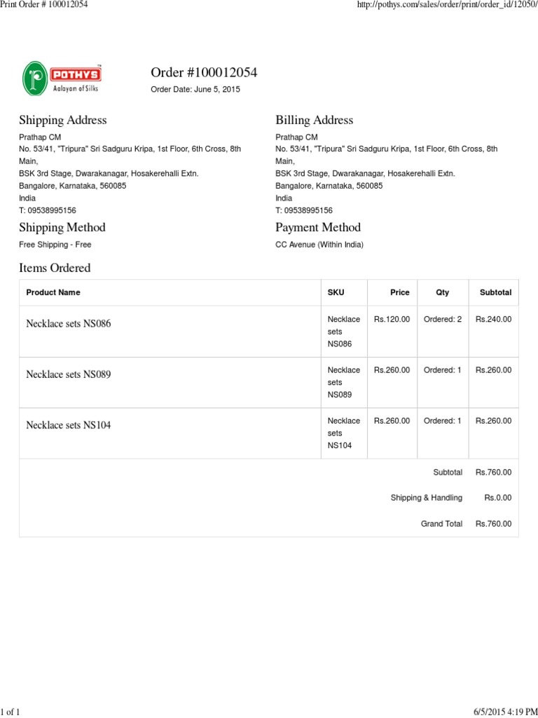 Order #100012054 Details and Summary | PDF | Business