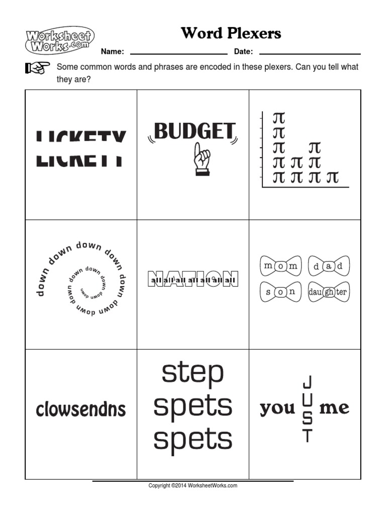 Rebus Worksheet 4 Word Puzzles Symbols