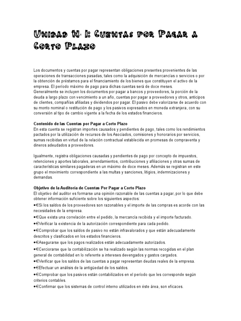 Auditoría de Cuentas por Pagar | PDF | Auditoría financiera | Contabilidad