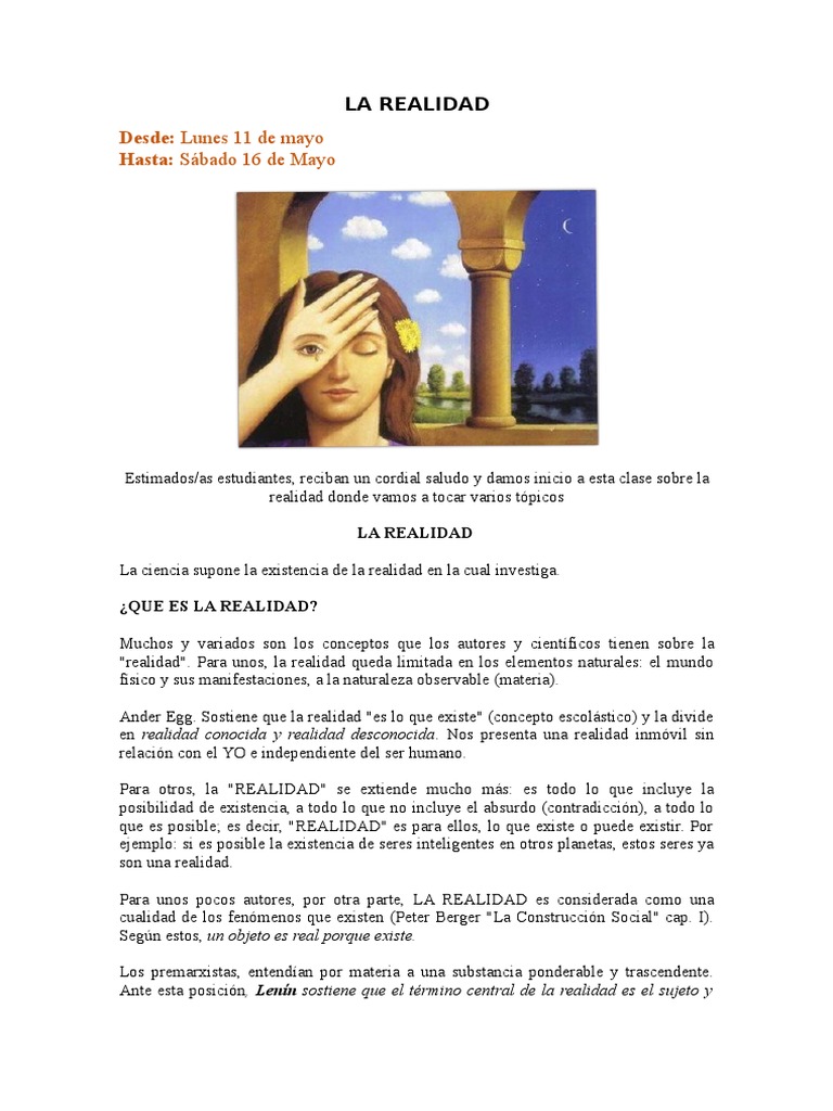 La Realidad y El Conocimiento | PDF | Realidad | Conocimiento