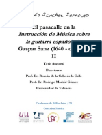 El Pasacalle en La Instrucción de Música Sobre La Guitarra Española de Gaspar Sanz (1640 - CA. 1710) - II